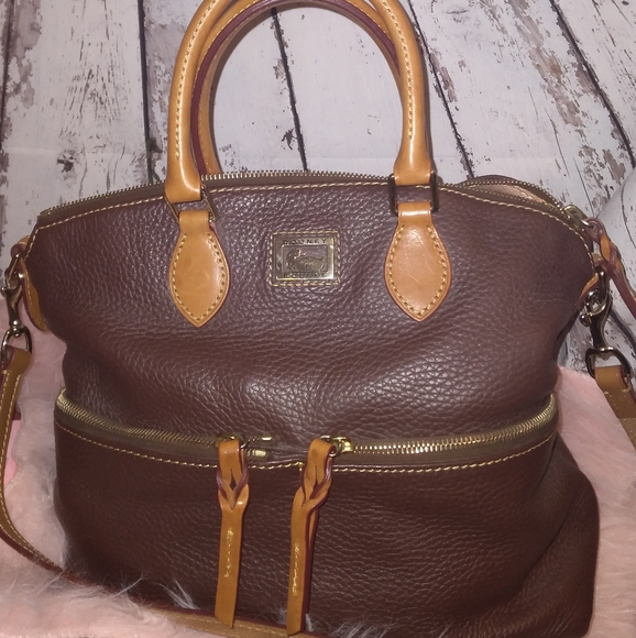 Vintage Dooney & Bourke Dual Handle Shoulder Strap Large Totebag Brown - Picture 3 of 16